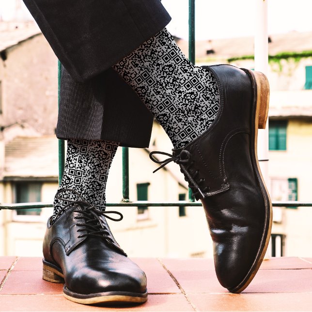   Customizable QR Code Black & White Abstract Geek Socks (Creator Uploaded)