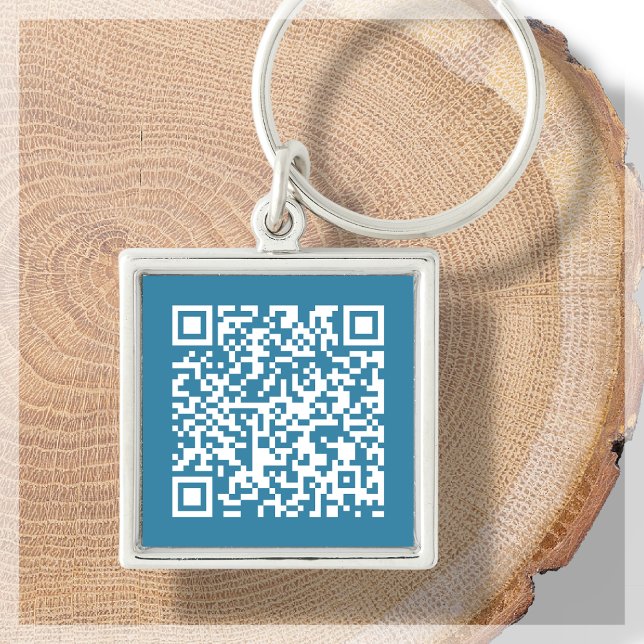 Customizable QR Code Blue Keychain (Creator Uploaded)