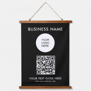 Customizable QR Code Business Logo Text Template Hanging Tapestry