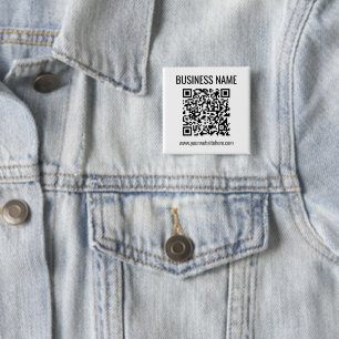 Customizable QR code & Business Name 2 Inch Square Button