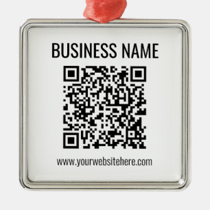 Customizable QR code & Business Name Metal Ornament