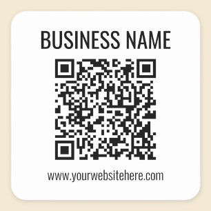 Customizable QR code & Business Name Square Sticker