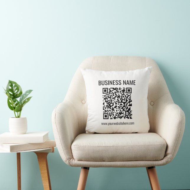 Customizable QR code & Business Name Throw Pillow (Chair)