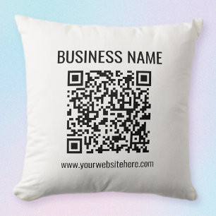 Customizable QR code & Business Name Throw Pillow