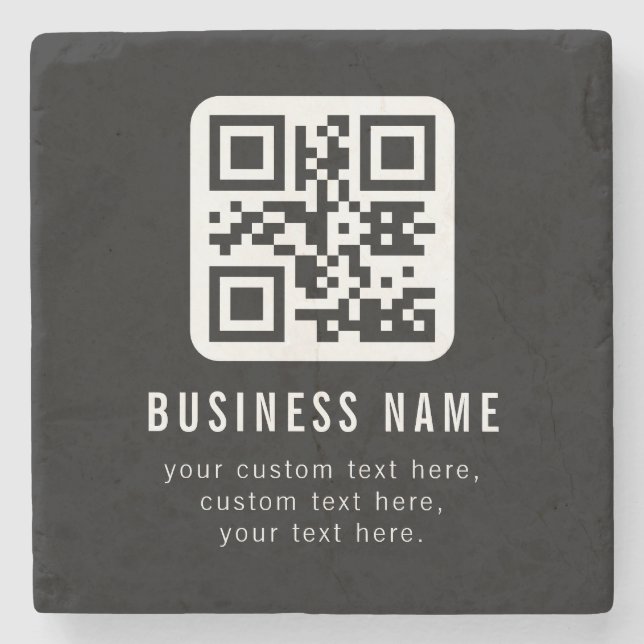 Customizable QR Code & Editable Text Design Stone Coaster (Front)