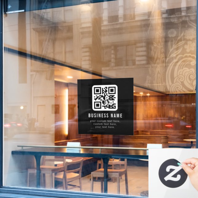 Customizable QR Code & Editable Text Design Window Cling (Cafe Window)