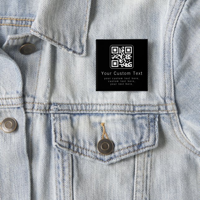 Customizable QR Code & Editable Text Template 2 Inch Square Button (In Situ)