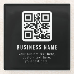 Customizable QR Code & Editable Text Template Glass Coaster