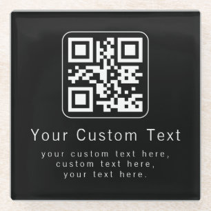 Customizable QR Code & Editable Text Template Glass Coaster
