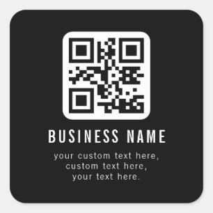 Customizable QR Code & Editable Text Template Square Sticker
