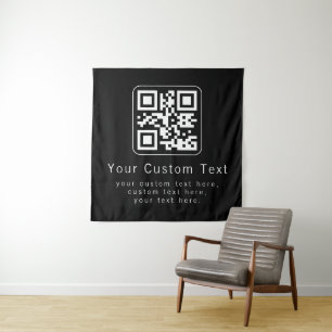 Customizable QR Code & Editable Text Template Tapestry