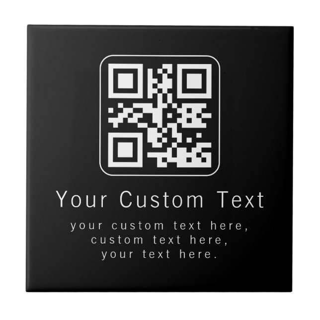 Customizable QR Code & Editable Text Template Tile (Front)