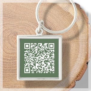 Customizable QR Code Forest Green Keychain