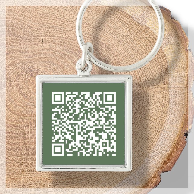 Customizable QR Code Forest Green Keychain (Creator Uploaded)