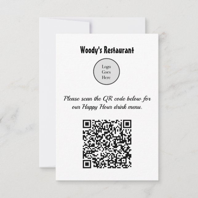 Customizable QR Code Restaurant Happy Hour Menu (Front)