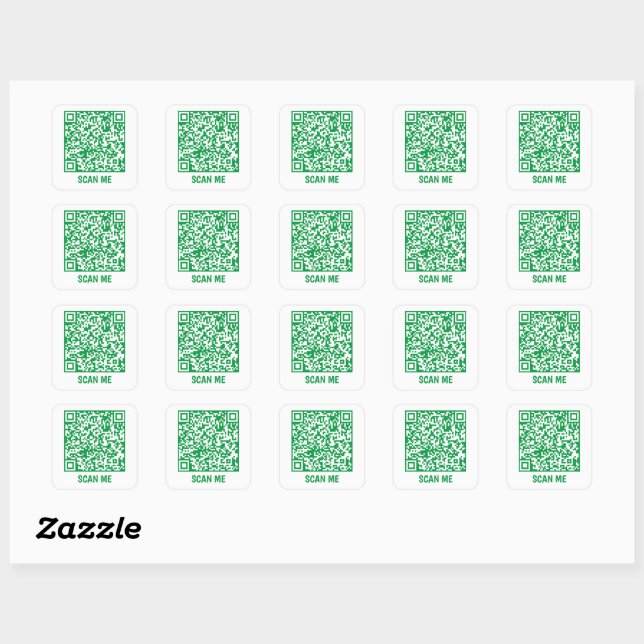 Customizable QR code SCAN ME green Square Sticker (Sheet)