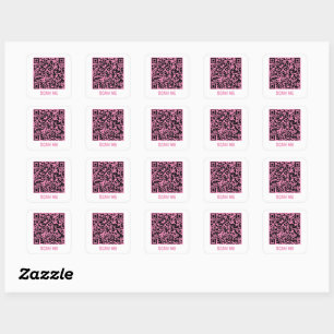 Customizable QR code SCAN ME pink Square Sticker