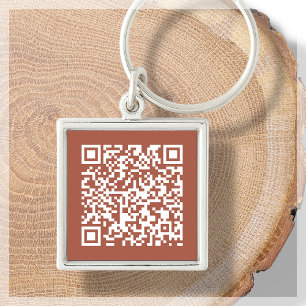 Customizable QR Code Terracotta Keychain