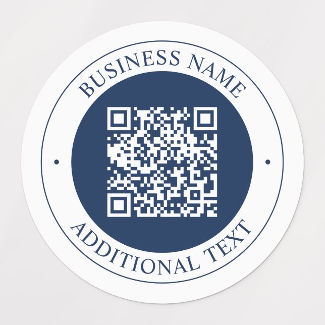 Customizable QR code & Text | Dark Navy Blue (Design 1)