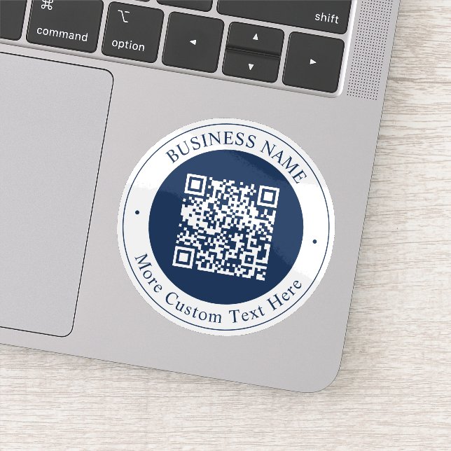 Customizable QR code & Text | Dark Navy Blue (Detail)