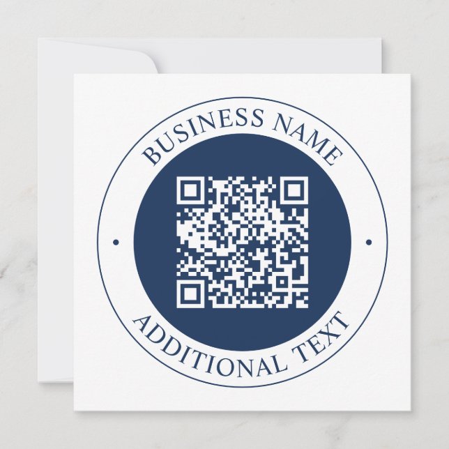 Customizable QR code & Text | Dark Navy Blue Card (Front)
