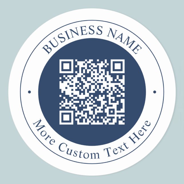 Customizable QR code & Text | Dark Navy Blue Classic Round Sticker (Creator Uploaded)