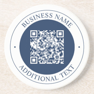 Customizable QR code & Text Dark Navy Blue Coaster