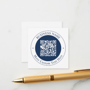 Customizable QR code & Text   Dark Navy Blue Enclosure Card