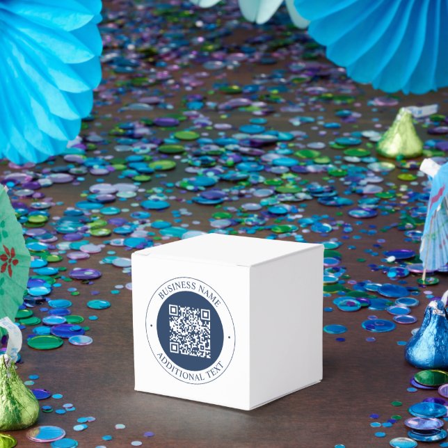 Customizable QR code & Text | Dark Navy Blue Favor Box (Party)