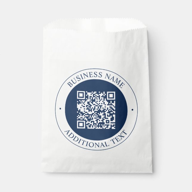 Customizable QR code & Text | Dark Navy Blue Favour Bag (Front)
