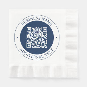 Customizable QR code & Text   Dark Navy Blue Napkin