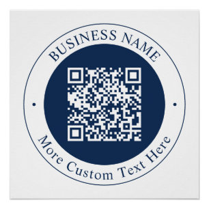 Customizable QR code & Text Dark Navy Blue Poster