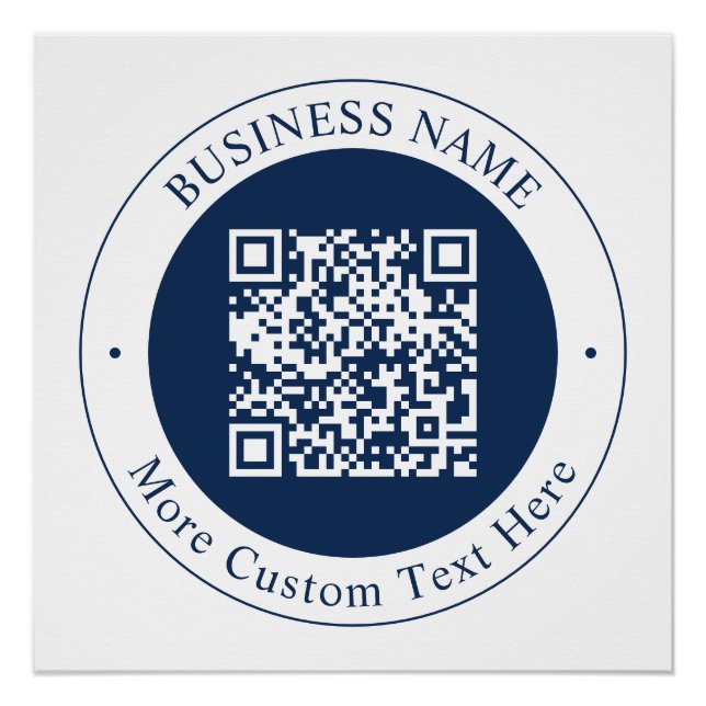 Customizable QR code & Text | Dark Navy Blue Poster (Front)