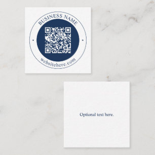 Customizable QR code & Text Dark Navy Blue Square Business Card