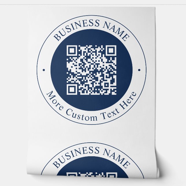 Customizable QR code & Text | Dark Navy Blue Wallpaper (Unrolling)