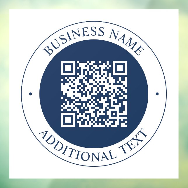Customizable QR code & Text | Dark Navy Blue Window Cling (Sheet 3)