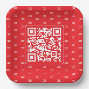 Customizable QR code with Your Logo or Image Tiled Paper Plate