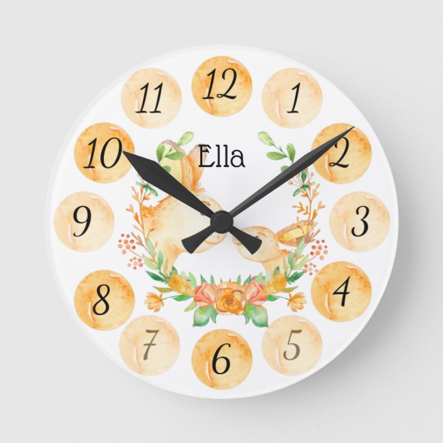 Customizable Rabbit Nursery Clock (Front)
