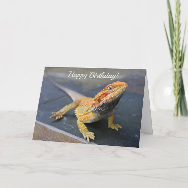 Customizable Rainbow Bearded Dragon Holiday Card (Front)