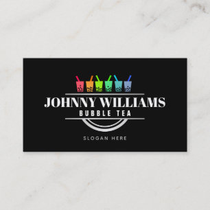 Customizable Rainbow Bubble Tea Business Cards