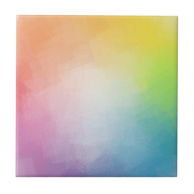 Customizable Rainbow Colours Abstract Elegant Tile (Front)