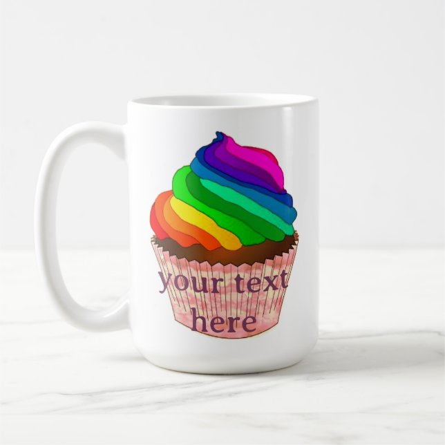 Customizable Rainbow Cupcake Pride Design Coffee Mug (Left)