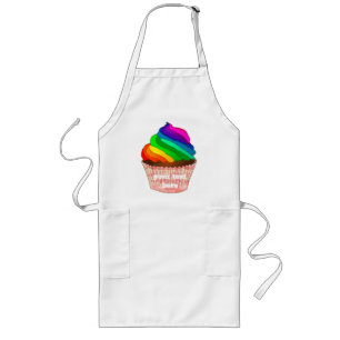 Customizable Rainbow Cupcake Pride Design Long Apron