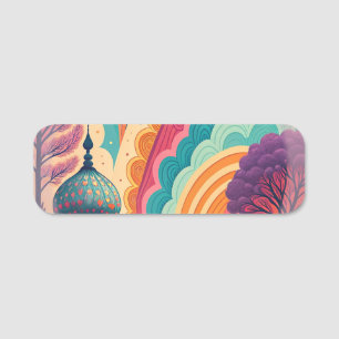 Customizable Rainbow Fantasy Classic Name Tag