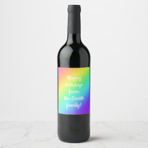 Customizable Rainbow Gradient Wine Labels