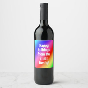 Customizable Rainbow Gradient Wine Labels