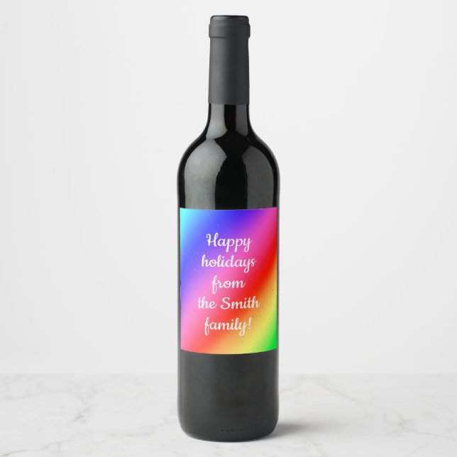 Customizable Rainbow Gradient Wine Labels (Front)