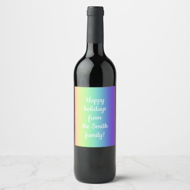 Customizable Rainbow Gradient Wine Labels (Front)