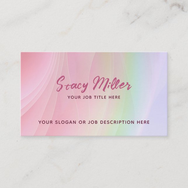 Customizable Rainbow Pastel Business Cards (Front)