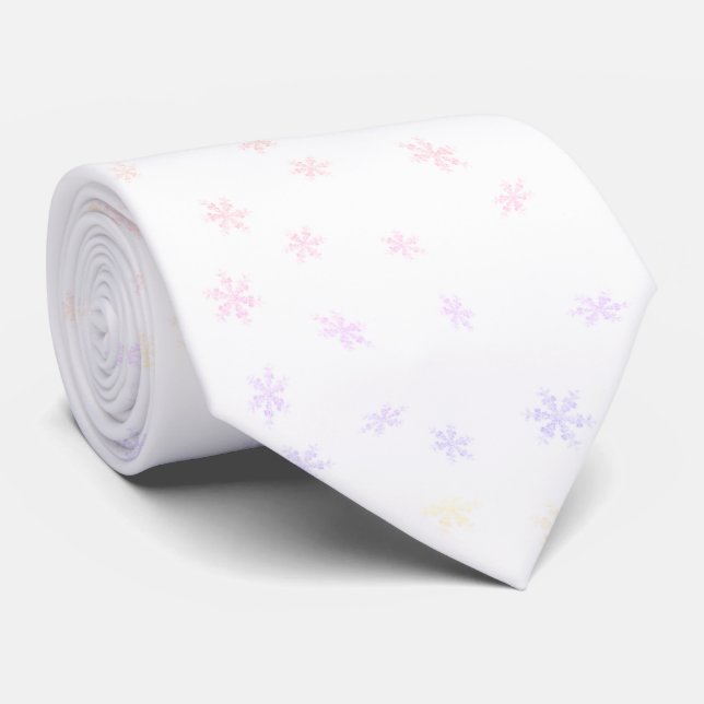 Customizable Rainbow Snowflakes Tie (Rolled)
